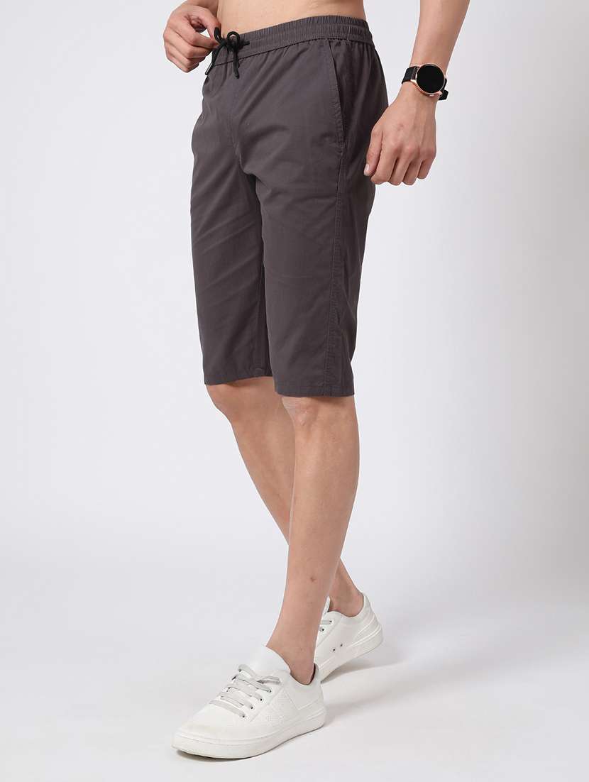 grey cotton shorts three  fourths - 22360042 -  Standard Image - 2