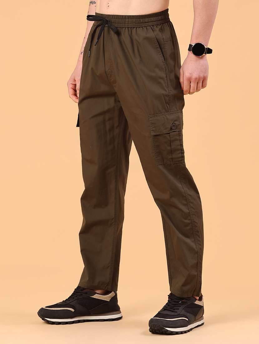 Olive Cotton Full Length Track Pant - 22360113 -  Standard Image - 2