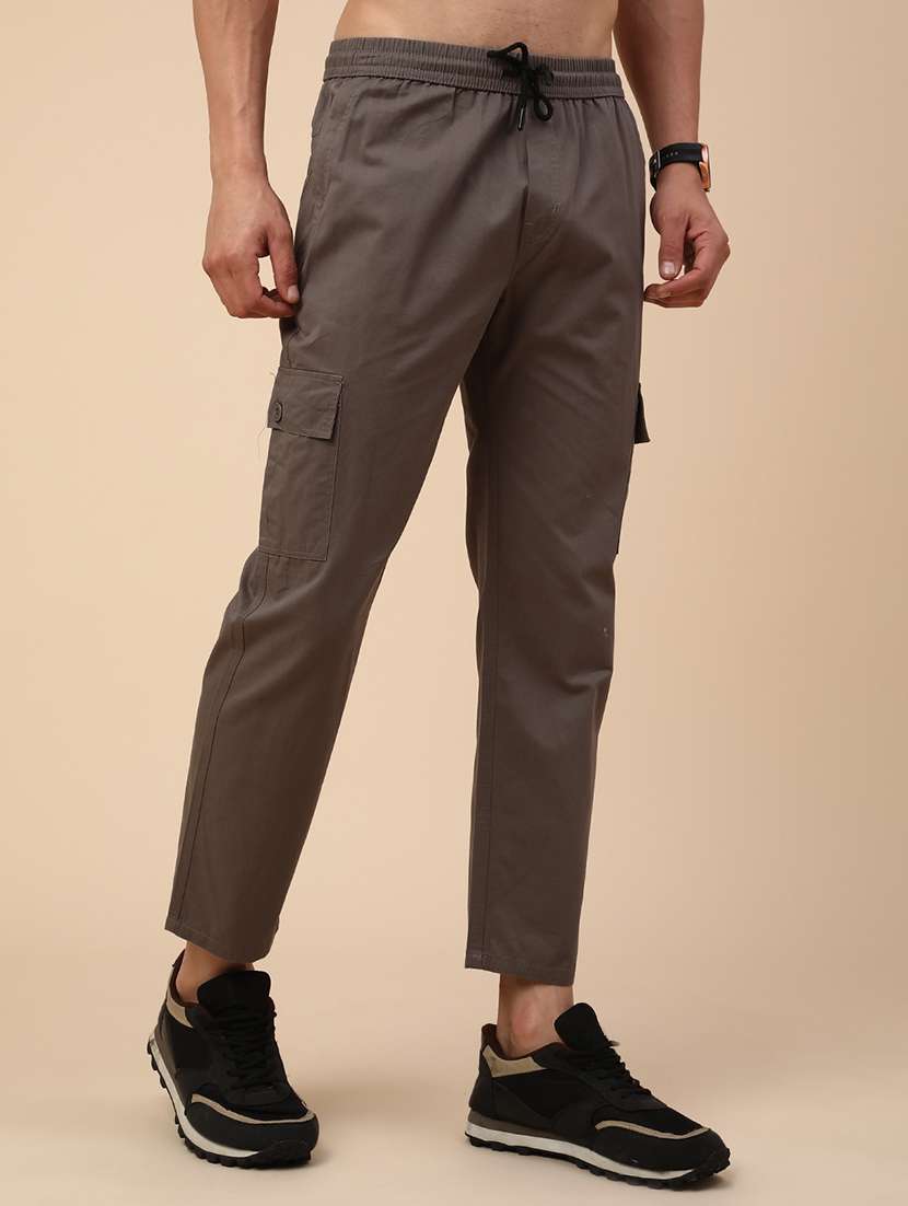 grey cotton  full length track pant - 22360120 -  Standard Image - 2