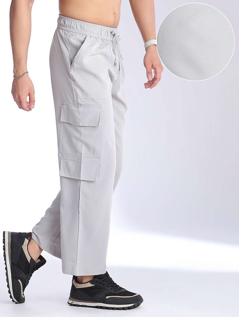Men Solid Mid Rise Regular Fit Cargo Pant - 22360152 -  Standard Image - 2