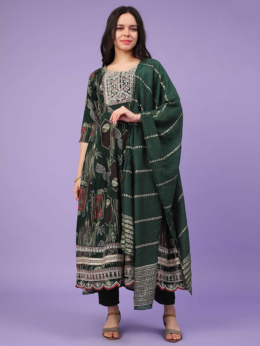 green rayon kurta pant  set - 22360196 -  Standard Image - 2