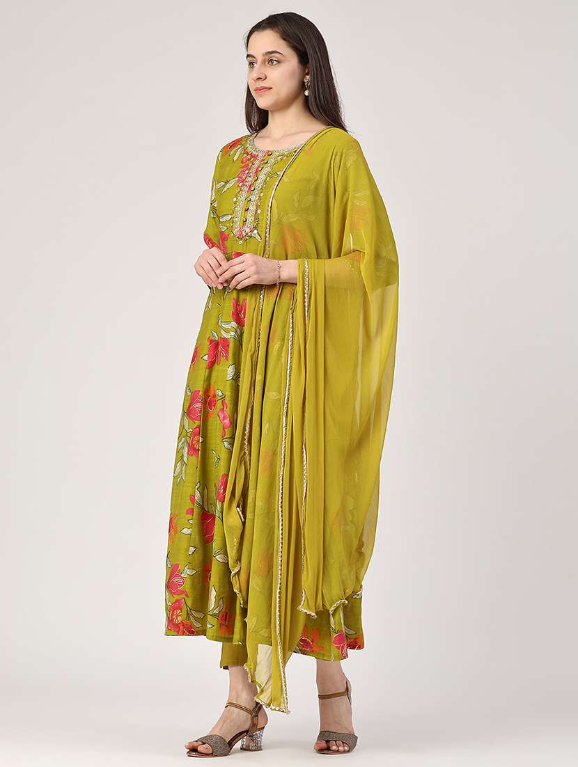 green rayon kurta pant  set - 22360198 -  Standard Image - 2
