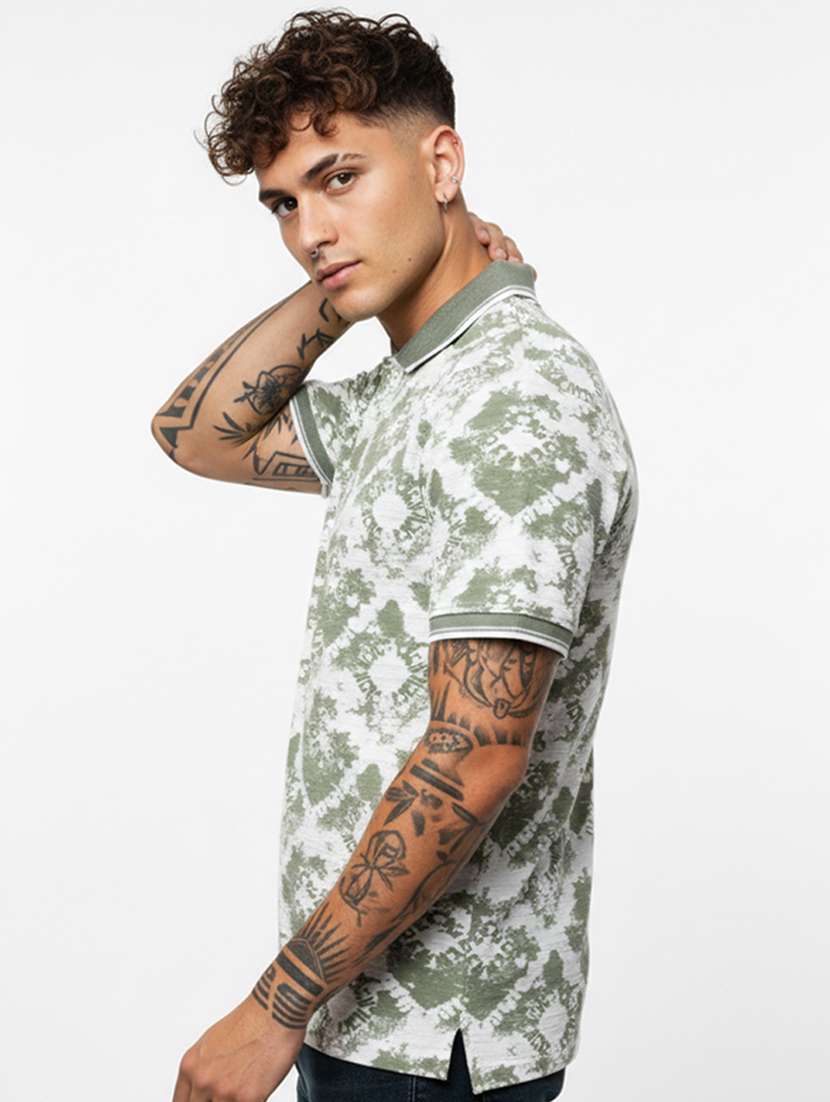 men printed short sleeve regular fit polo t-shirt - 22360229 -  Standard Image - 2