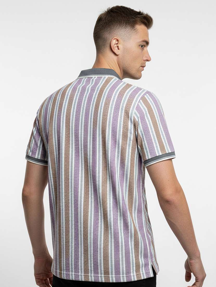 men striped short sleeve regular fit polo t-shirt - 22360242 -  Standard Image - 2