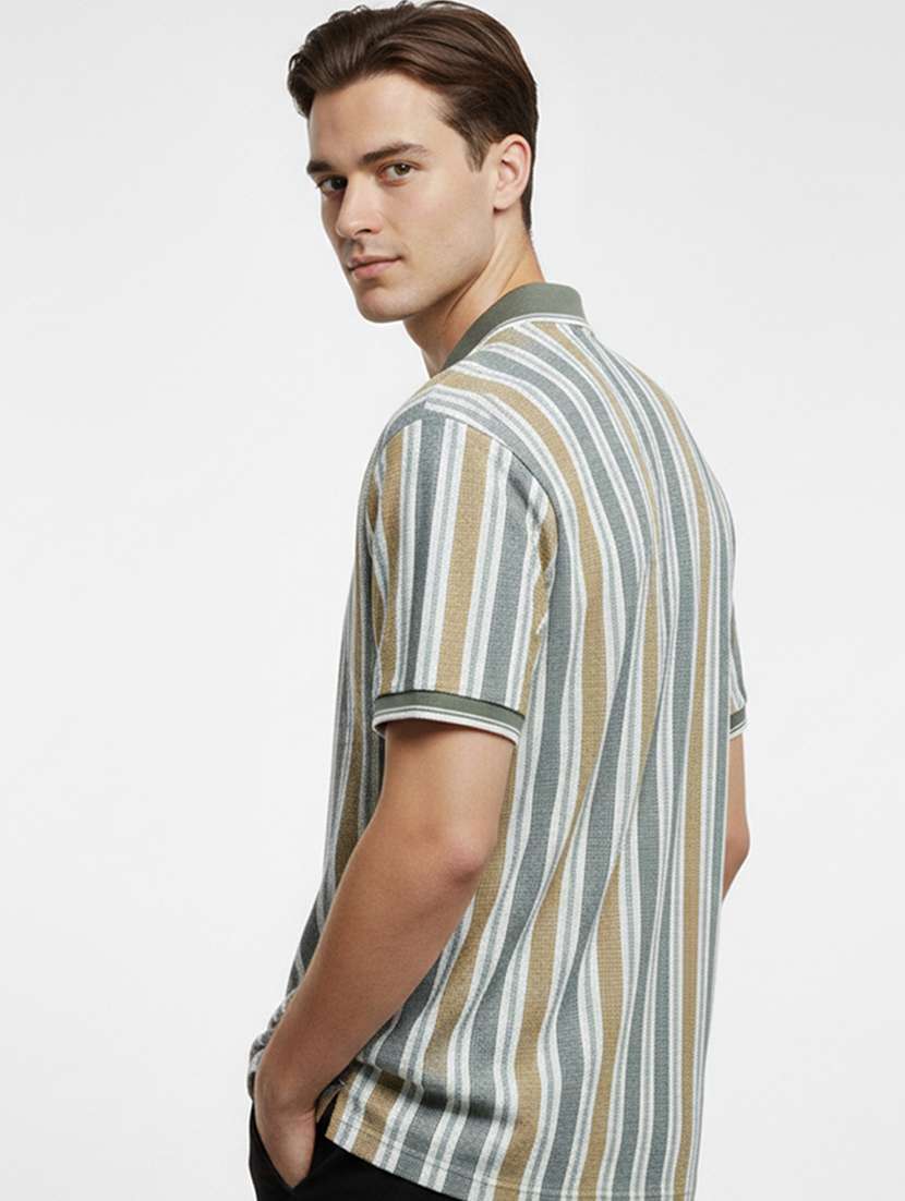 men striped short sleeve regular fit polo t-shirt - 22360246 -  Standard Image - 2