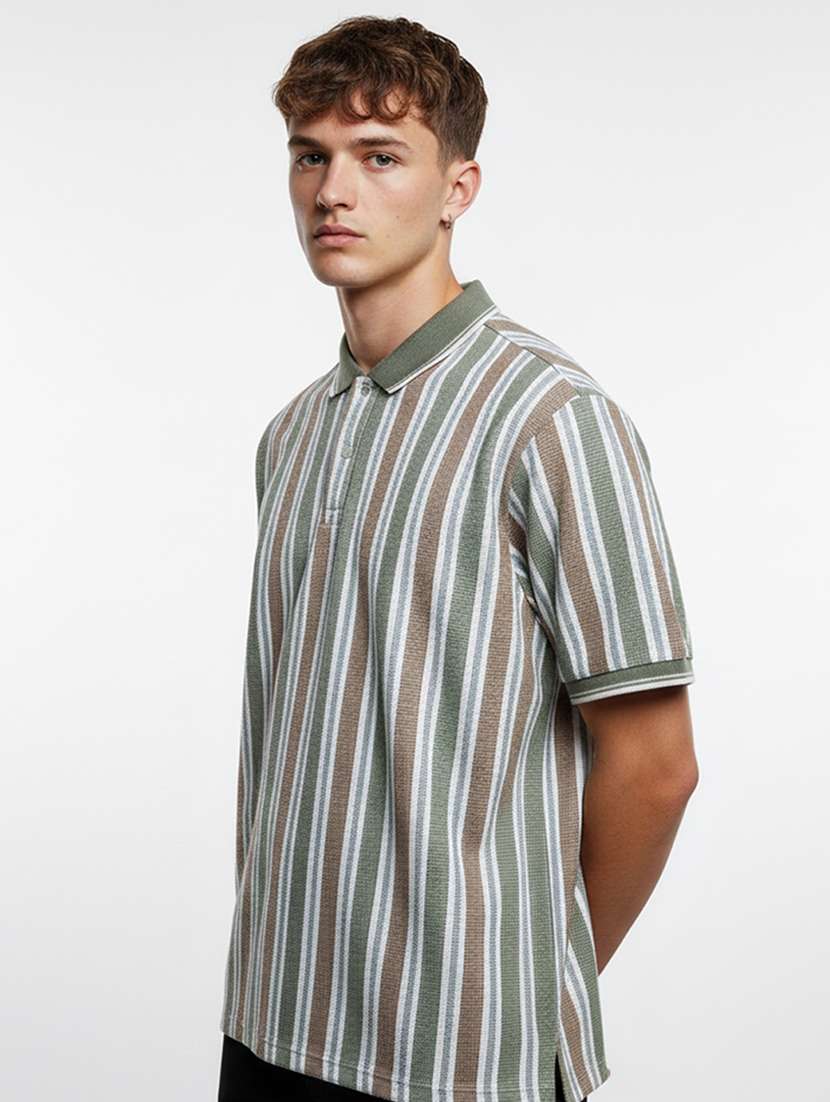 men striped short sleeve regular fit polo t-shirt - 22360247 -  Standard Image - 2