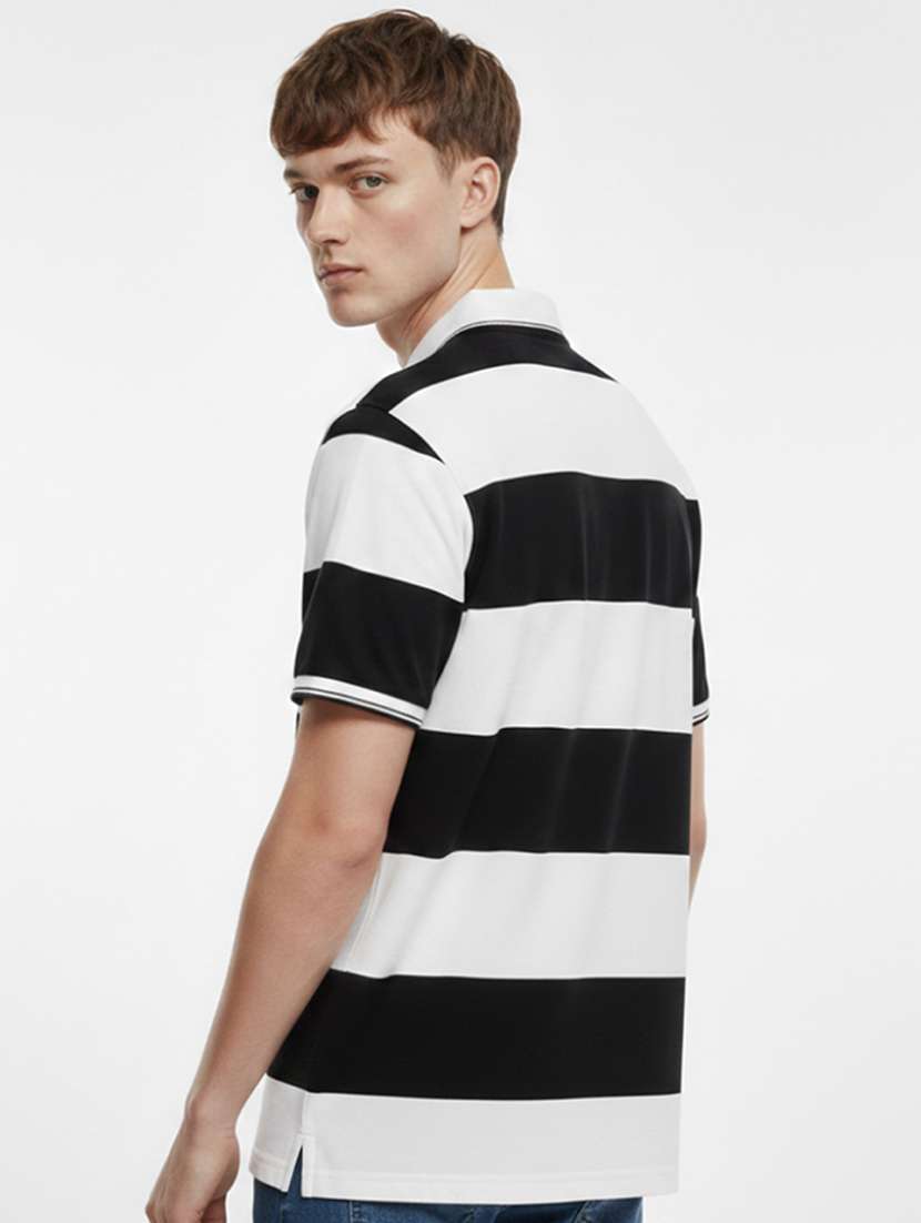 men striped short sleeve regular fit polo t-shirt - 22360251 -  Standard Image - 2