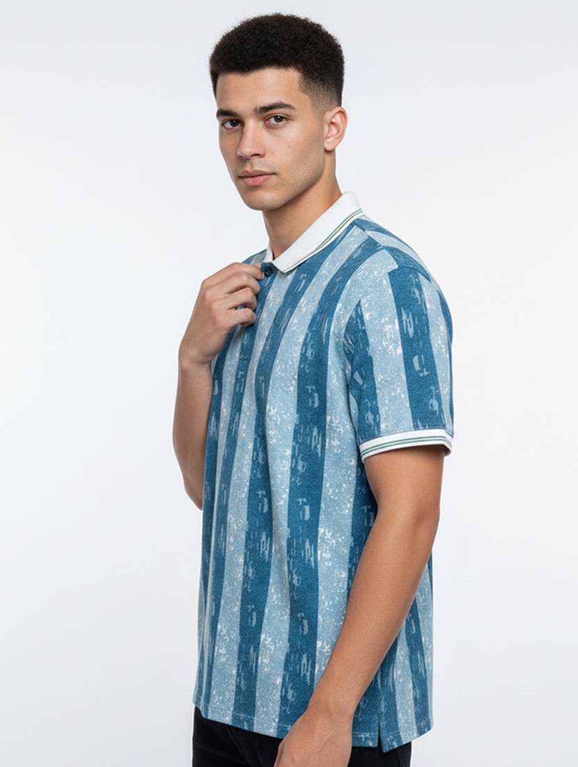 men striped short sleeve regular fit polo t-shirt - 22360254 -  Standard Image - 2