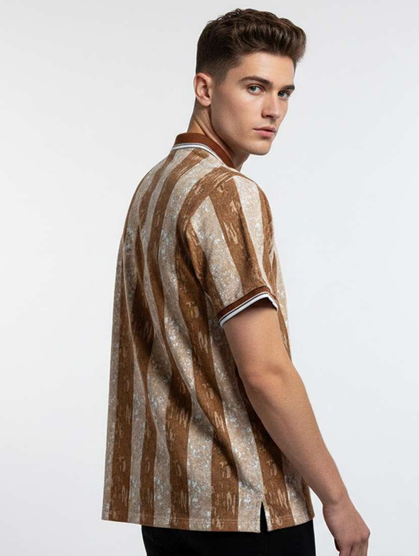 men striped short sleeve regular fit polo t-shirt - 22360255 -  Standard Image - 2