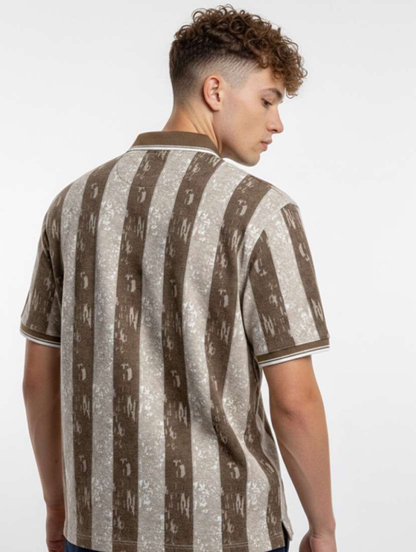 men striped short sleeve regular fit polo t-shirt - 22360258 -  Standard Image - 2