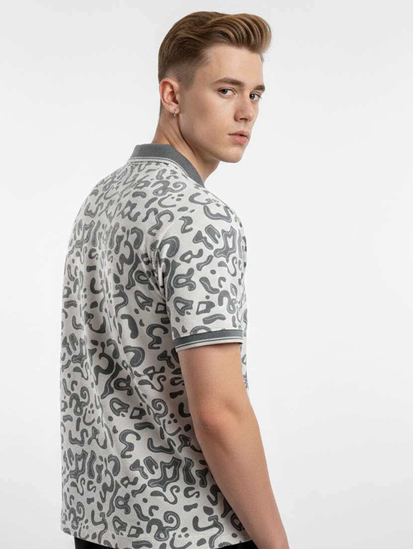 men printed short sleeve regular fit polo t-shirt - 22360259 -  Standard Image - 2