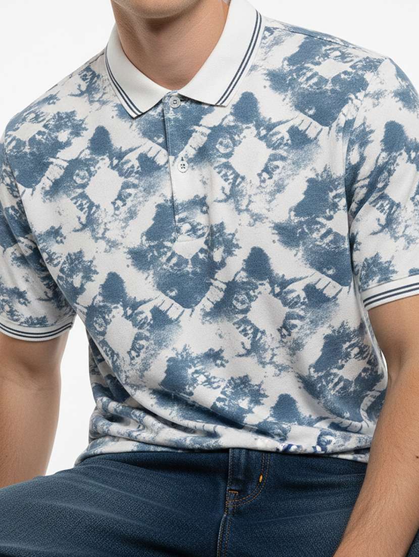 men printed short sleeve regular fit polo t-shirt - 22360272 -  Standard Image - 2