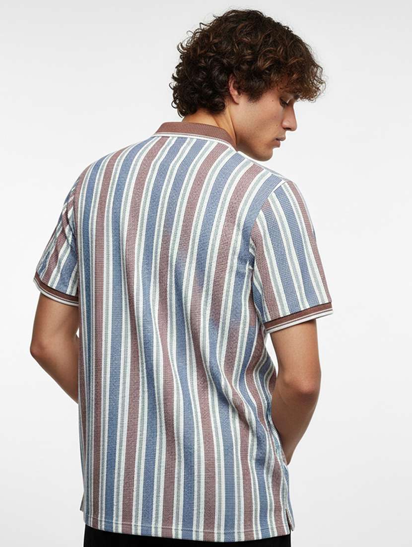 men striped short sleeve regular fit polo t-shirt - 22360286 -  Standard Image - 2