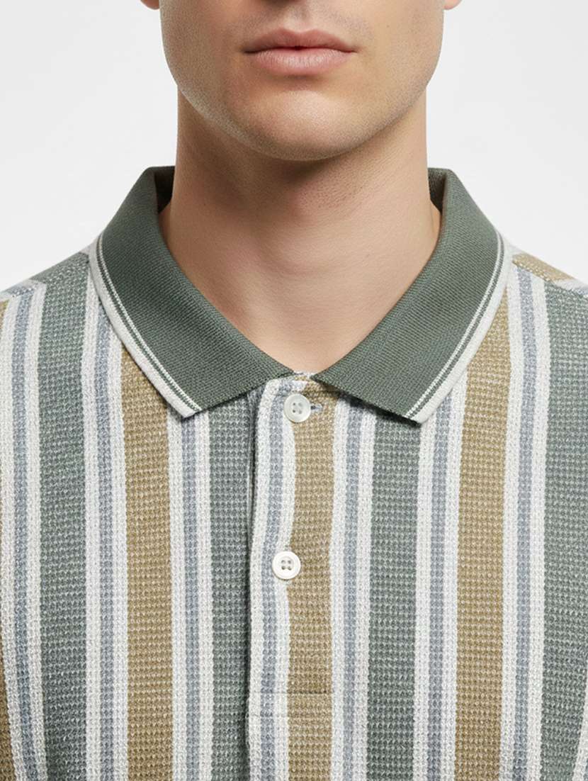 men striped short sleeve regular fit polo t-shirt - 22360289 -  Standard Image - 2