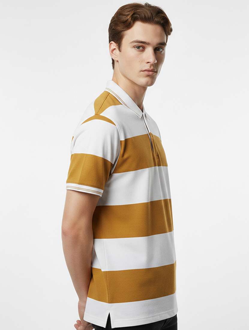 men striped short sleeve regular fit polo t-shirt - 22360293 -  Standard Image - 2