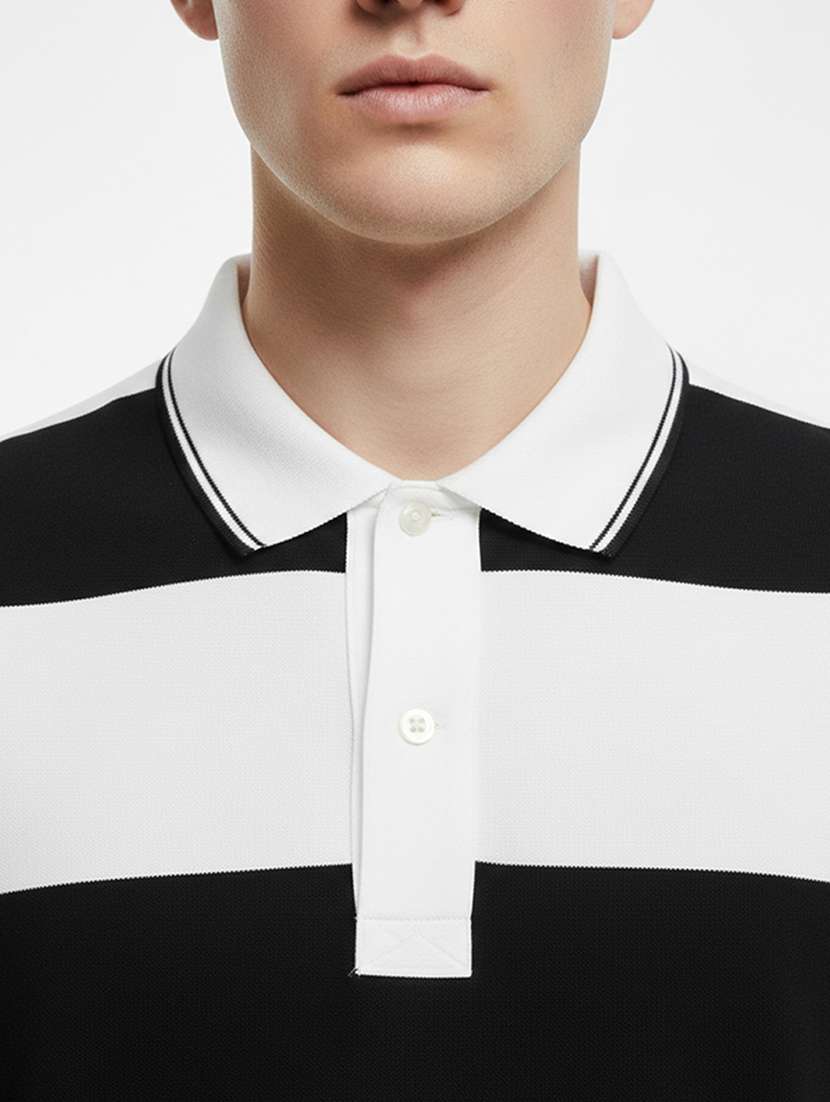 men striped short sleeve regular fit polo t-shirt - 22360294 -  Standard Image - 2