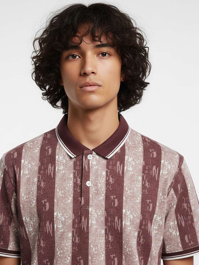 men striped short sleeve regular fit polo t-shirt - 22360296 -  Standard Image - 2