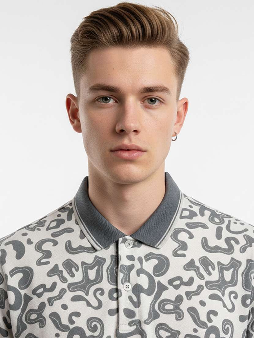 men printed short sleeve regular fit polo t-shirt - 22360301 -  Standard Image - 2