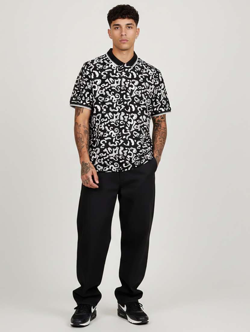 men printed short sleeve regular fit polo t-shirt