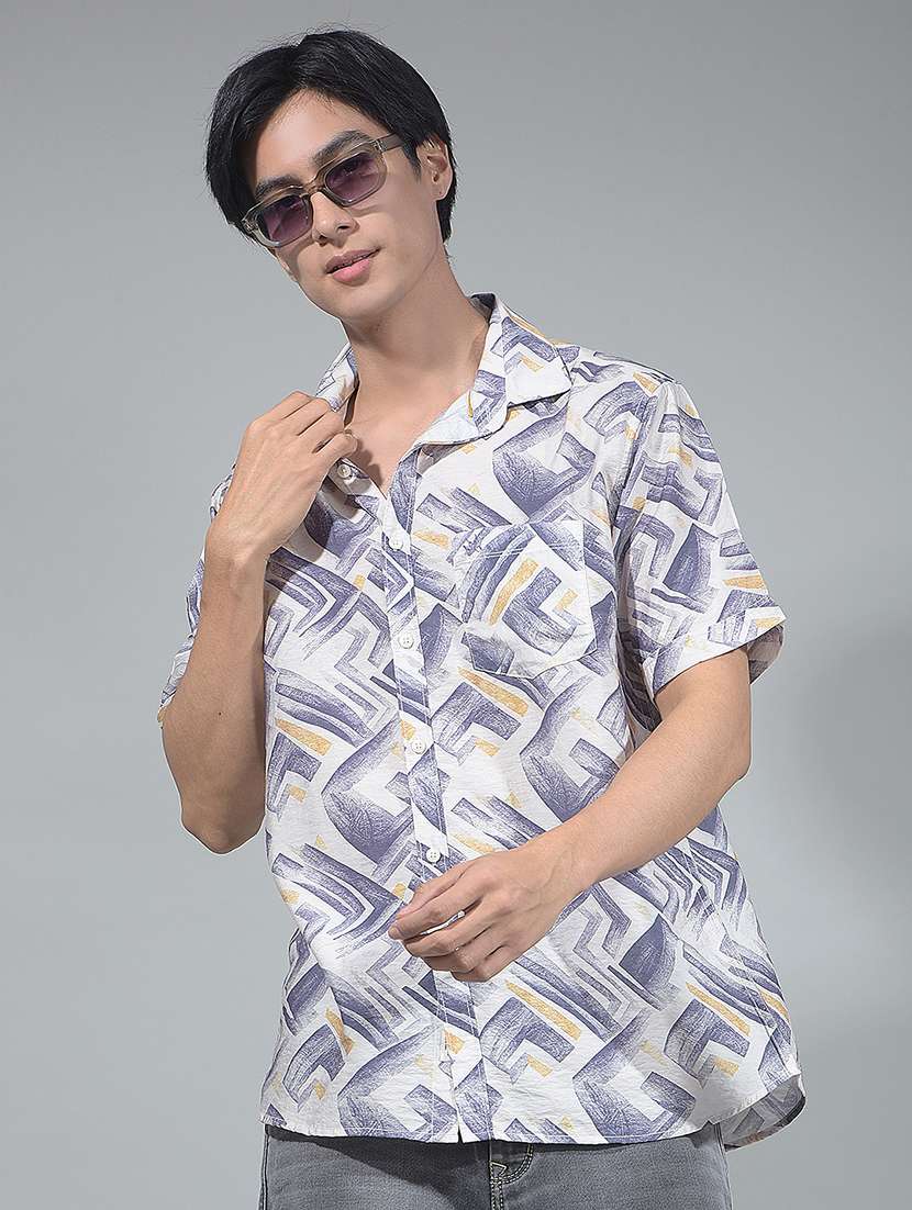 men printed short sleeve shirt