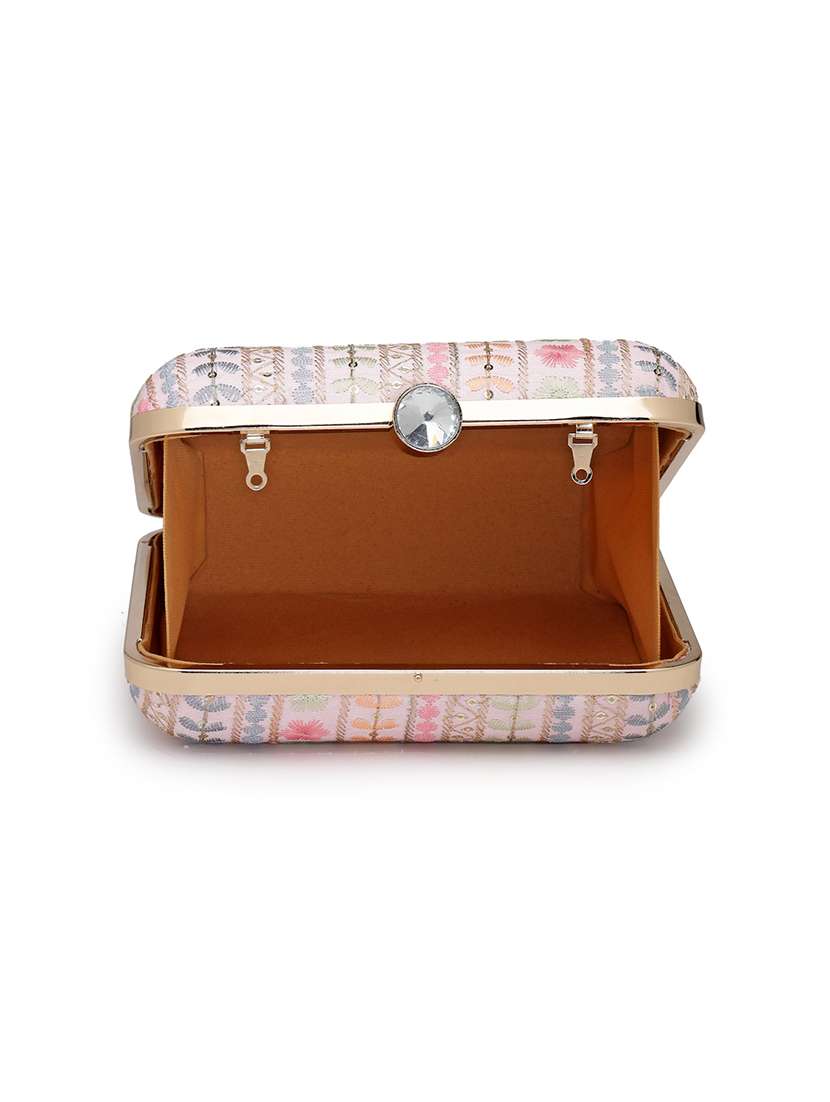 women embroidered clutch with sling chain - 22360661 -  Standard Image - 2