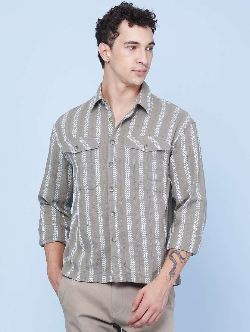 men self design long sleeves casual shirt - 22361219 -  Standard Image - 2