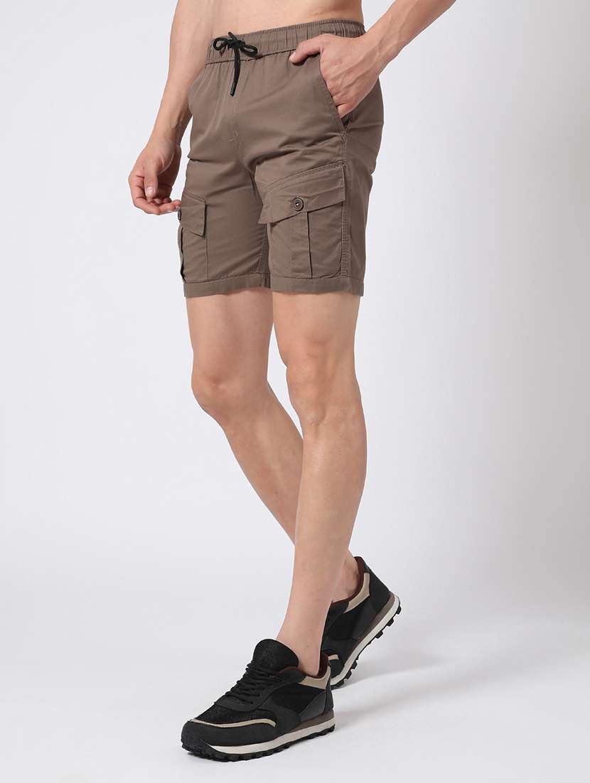 khaki cotton shorts three  fourths - 22361338 -  Standard Image - 2