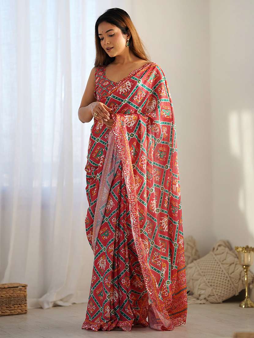 women printed casual wear saree with blouse - 22361817 -  Standard Image - 2