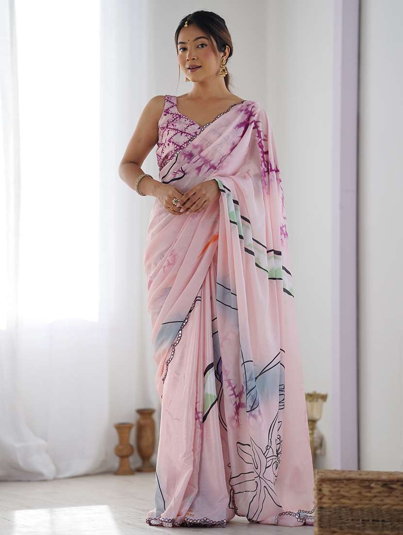 women printed casual wear saree with blouse - 22361826 -  Standard Image - 2