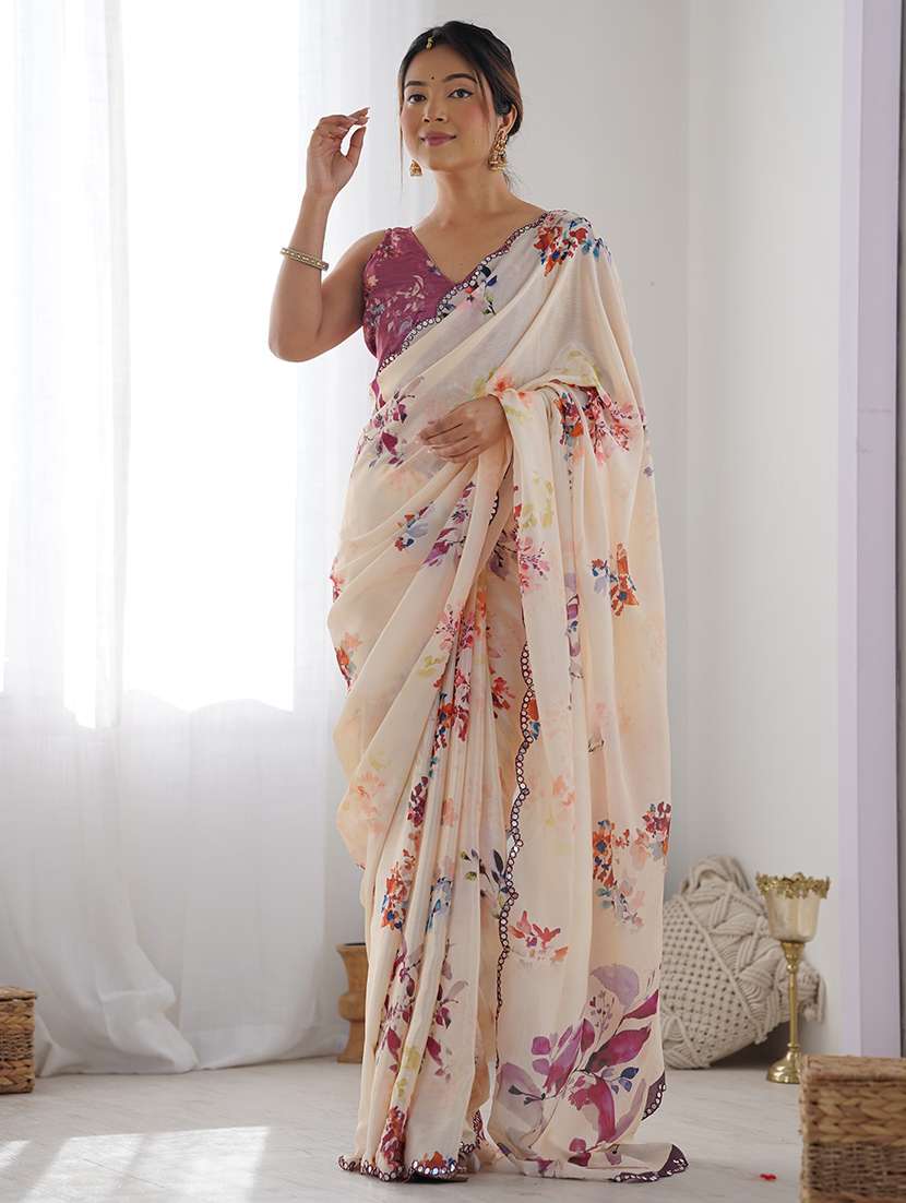 women printed casual wear saree with blouse - 22361827 -  Standard Image - 2