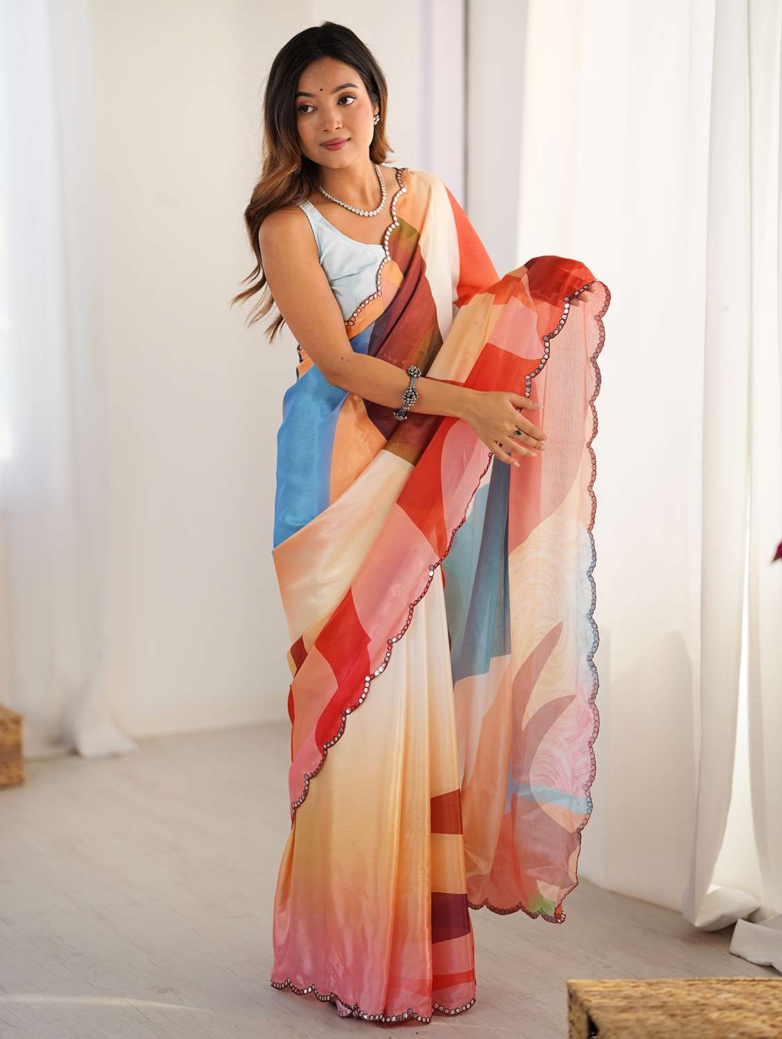 women printed casual wear saree with blouse - 22361870 -  Standard Image - 2
