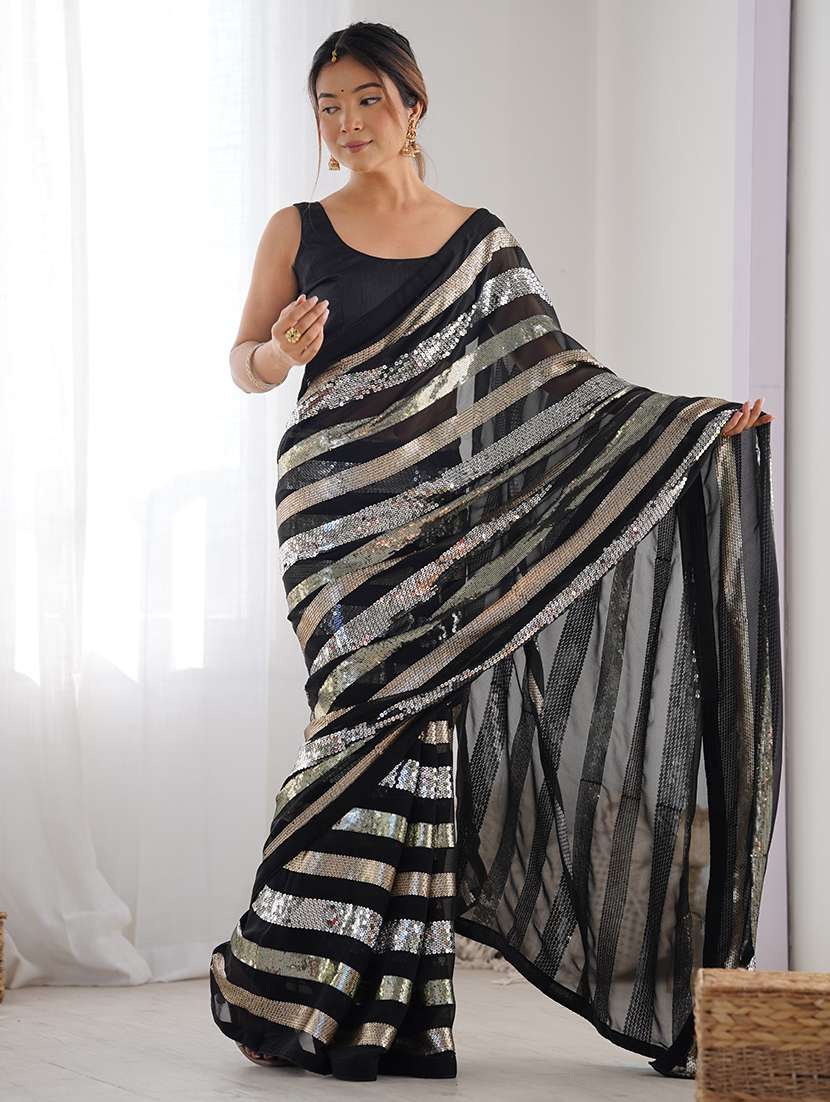 women solid with work embellished saree with blouse - 22361873 -  Standard Image - 2