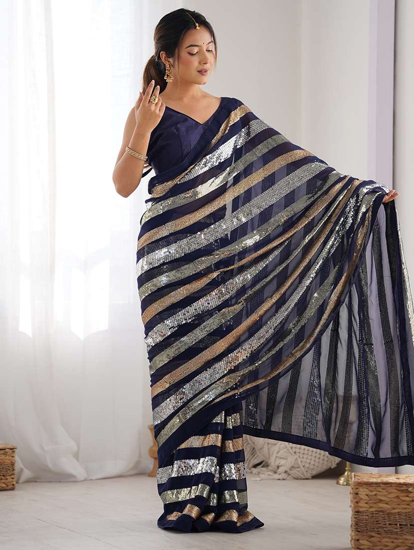 women solid with work embellished saree with blouse - 22361874 -  Standard Image - 2