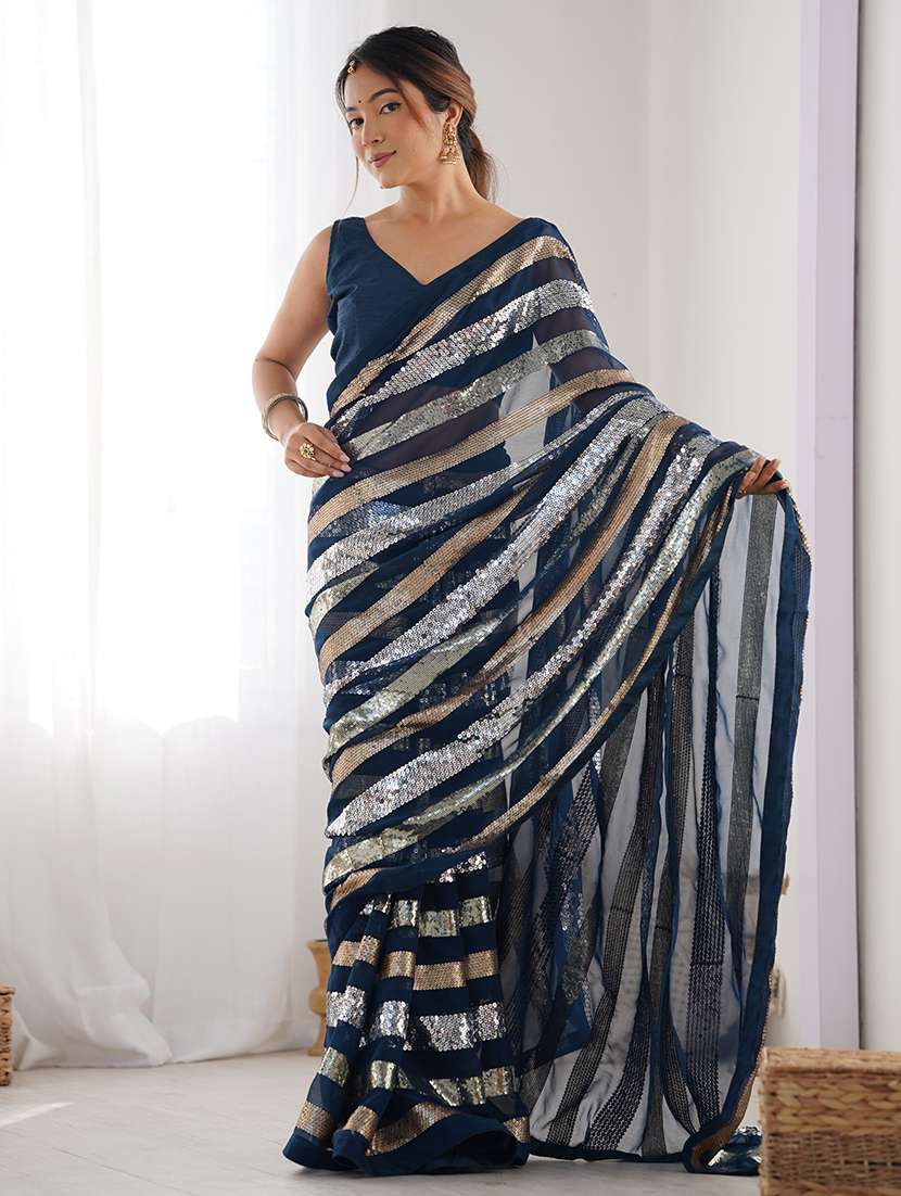 women solid with work embellished saree with blouse - 22361875 -  Standard Image - 2