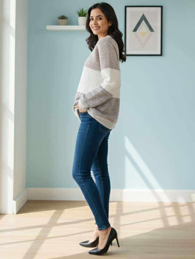 women color blocked long sleeve pullover - 22361889 -  Standard Image - 2