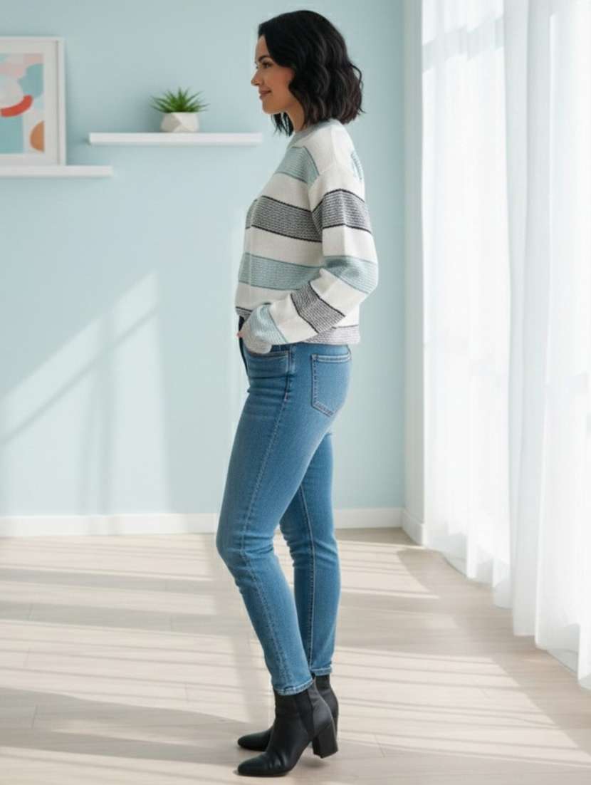 women striped long sleeve pullover - 22361894 -  Standard Image - 2
