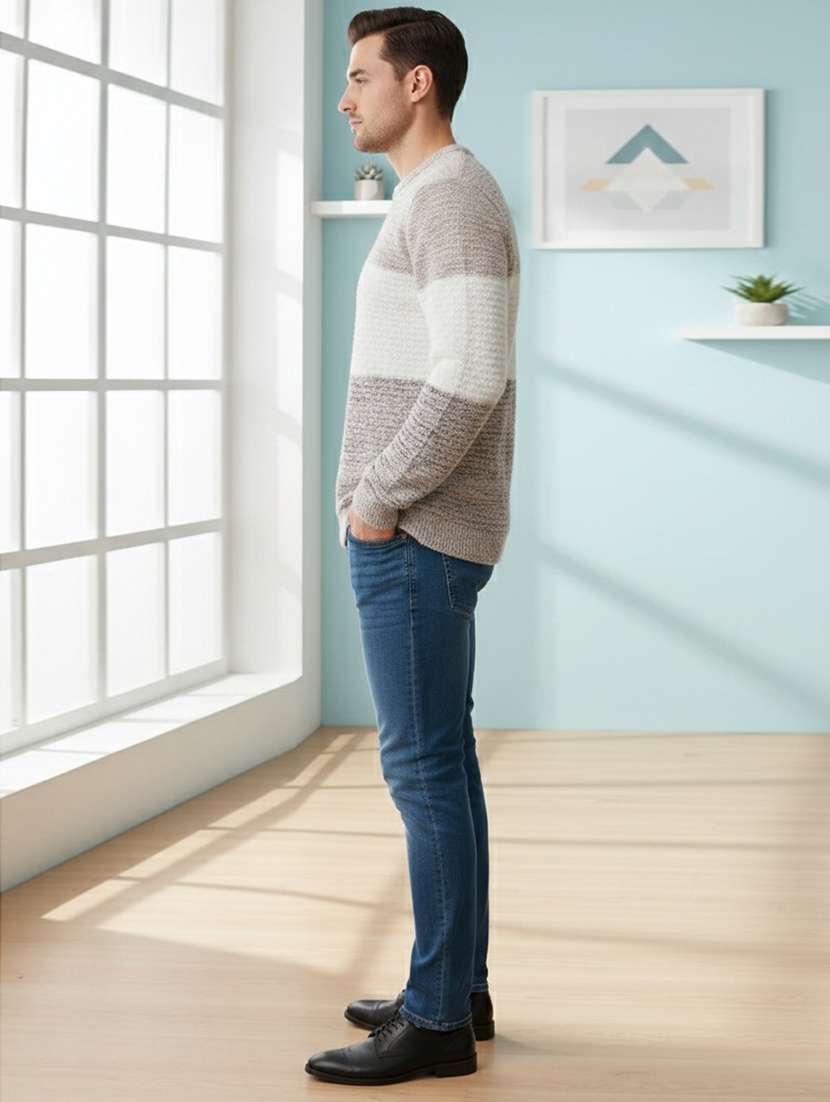 men color block long sleeve regular fit pullover - 22361906 -  Standard Image - 2