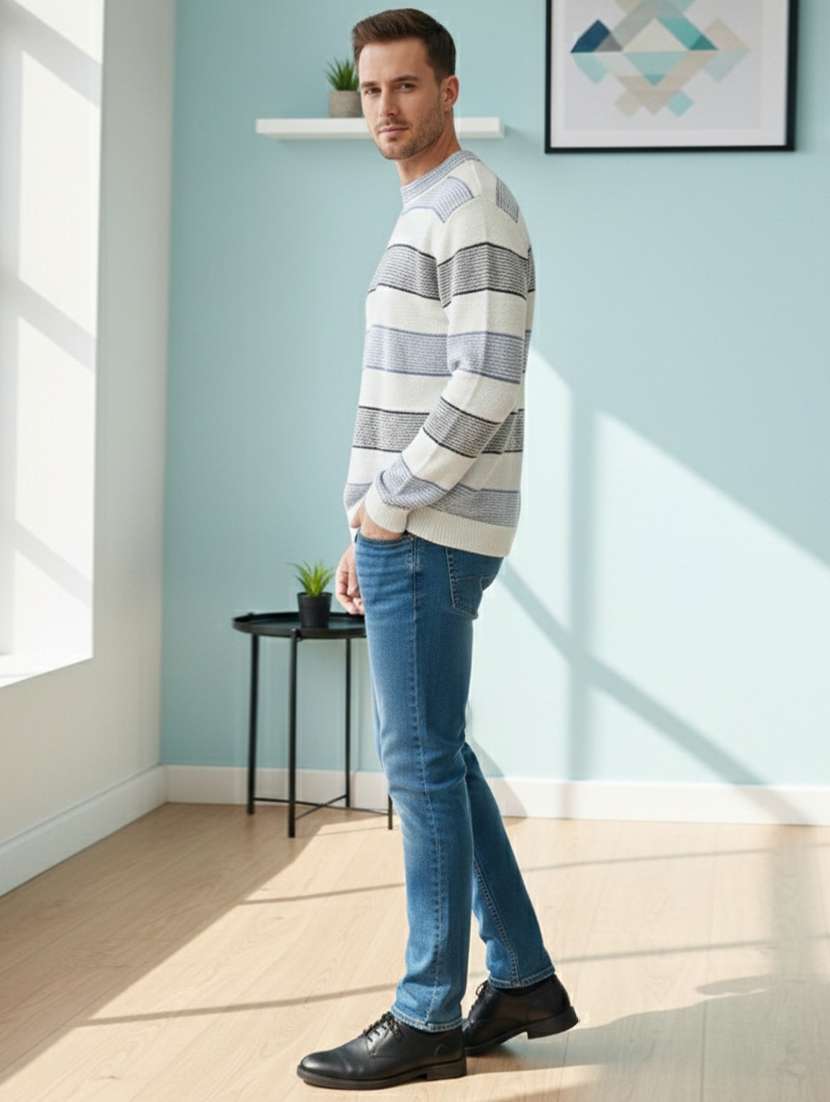 men striped long sleeve regular fit pullover - 22361910 -  Standard Image - 2