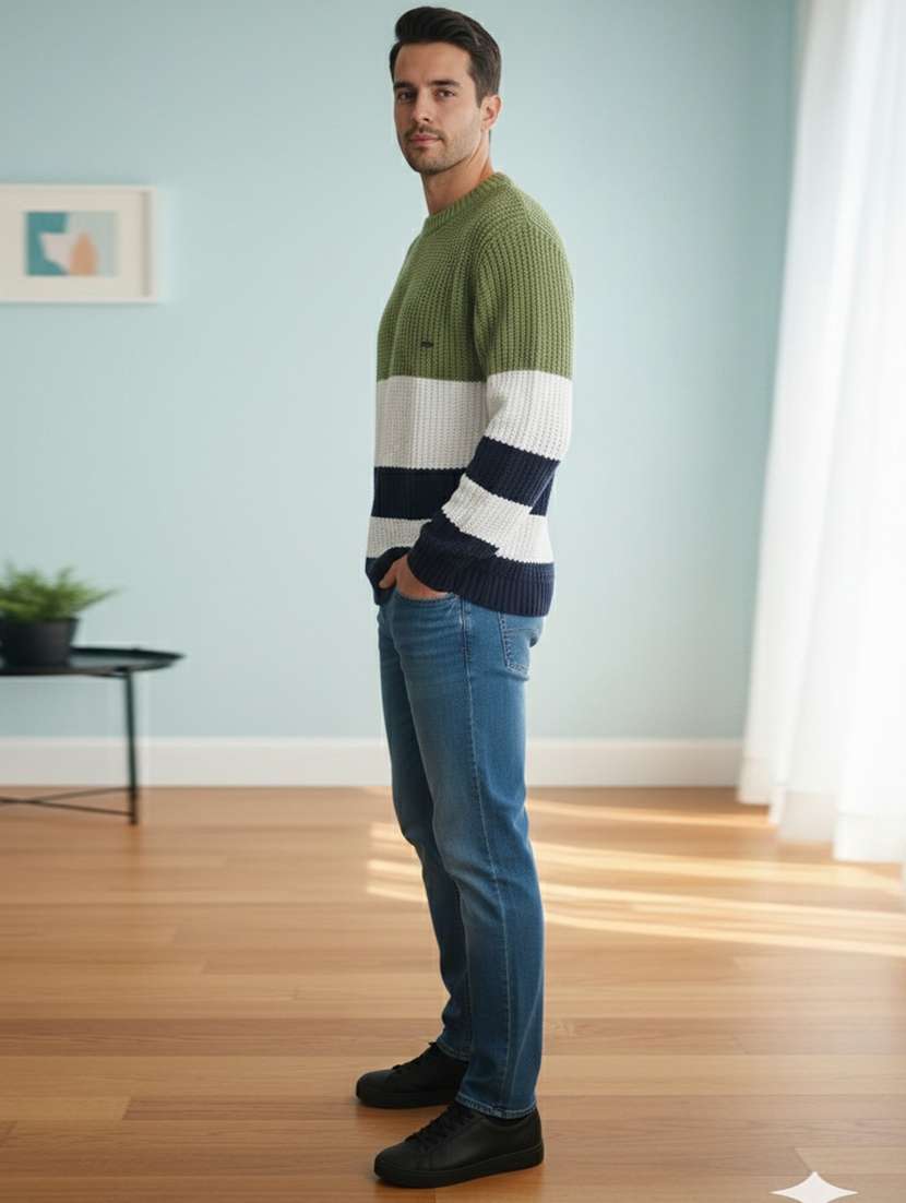 men striped long sleeve regular fit pullover - 22361912 -  Standard Image - 2