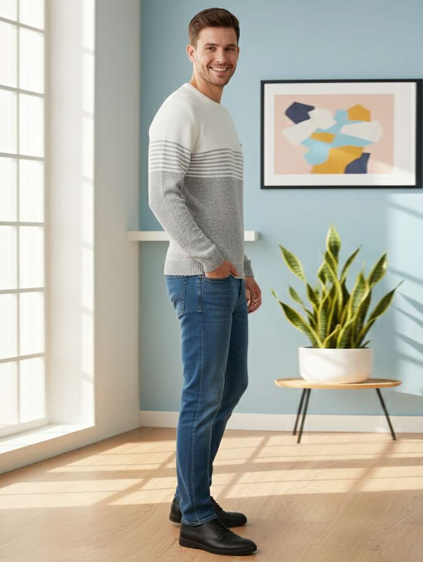 men striped long sleeve regular fit pullover - 22361913 -  Standard Image - 2