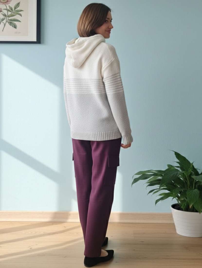 women self designed long sleeve hooded sweatshirt - 22361920 -  Standard Image - 2