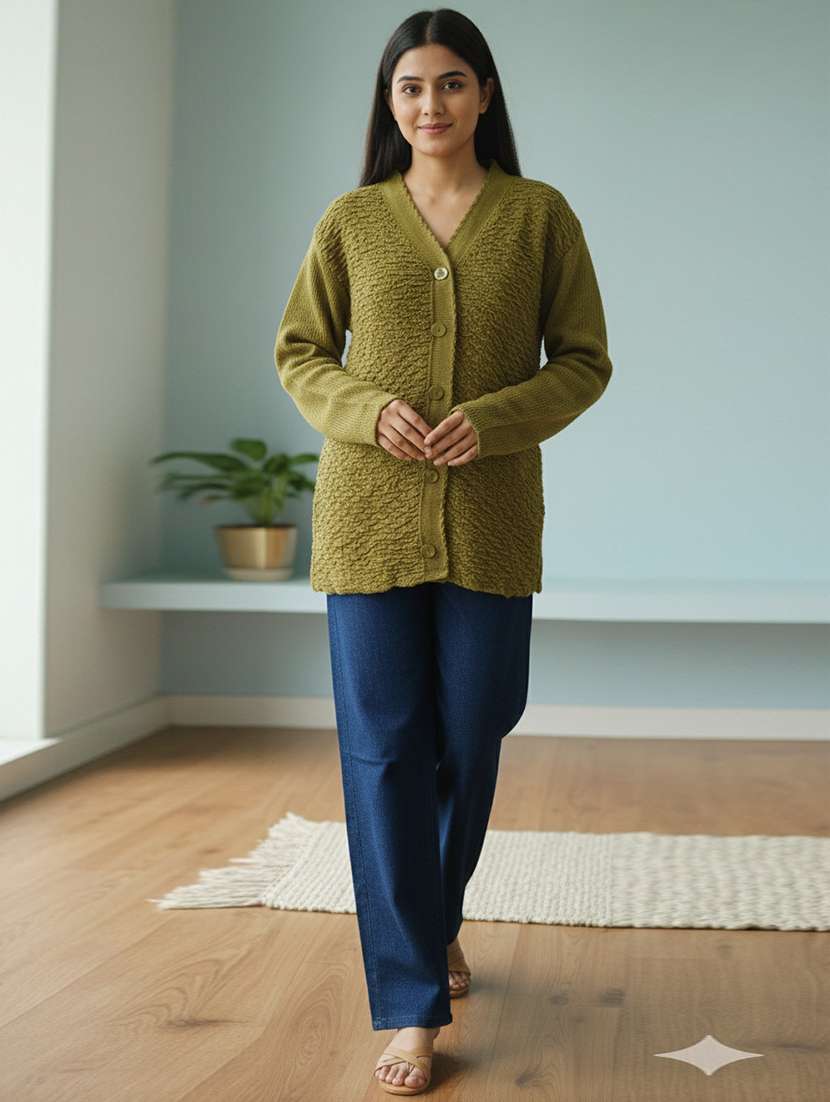 women self designed long sleeve cardigan