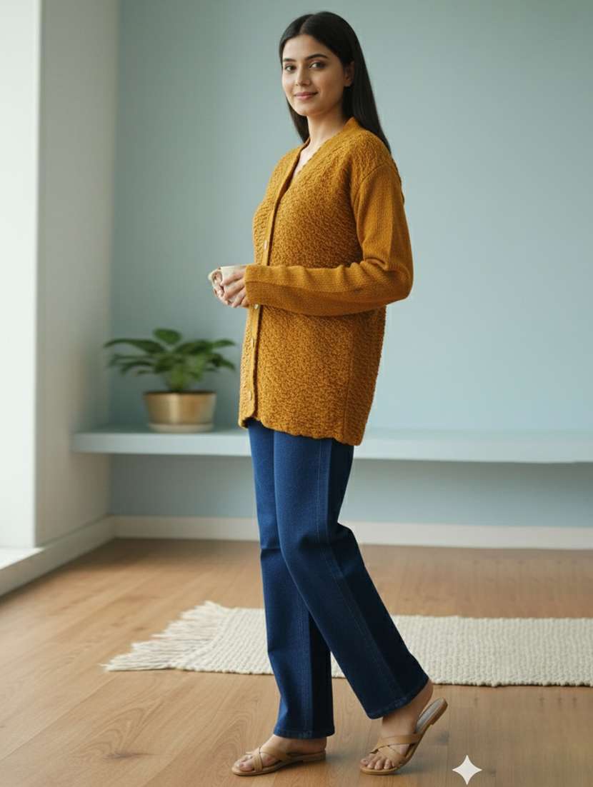 women self designed long sleeve cardigan - 22361927 -  Standard Image - 2