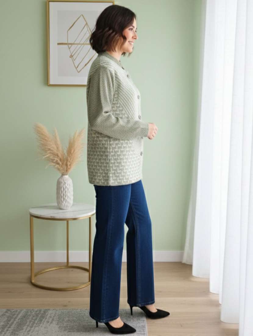 women self designed long sleeve cardigan - 22361930 -  Standard Image - 2