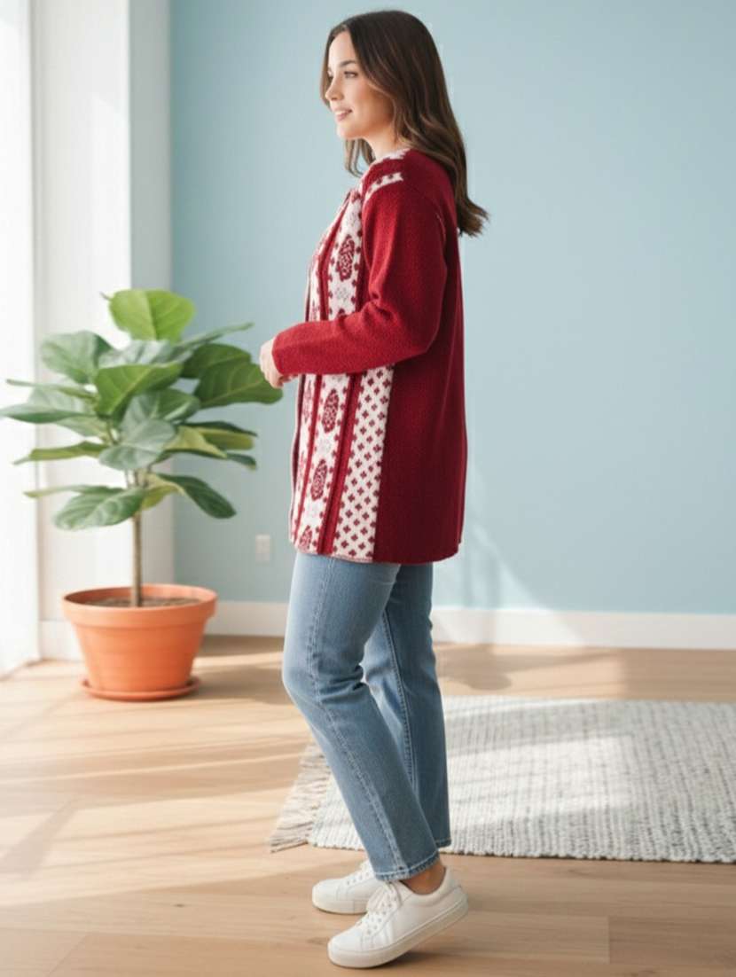 women self designed long sleeve cardigan - 22361934 -  Standard Image - 2