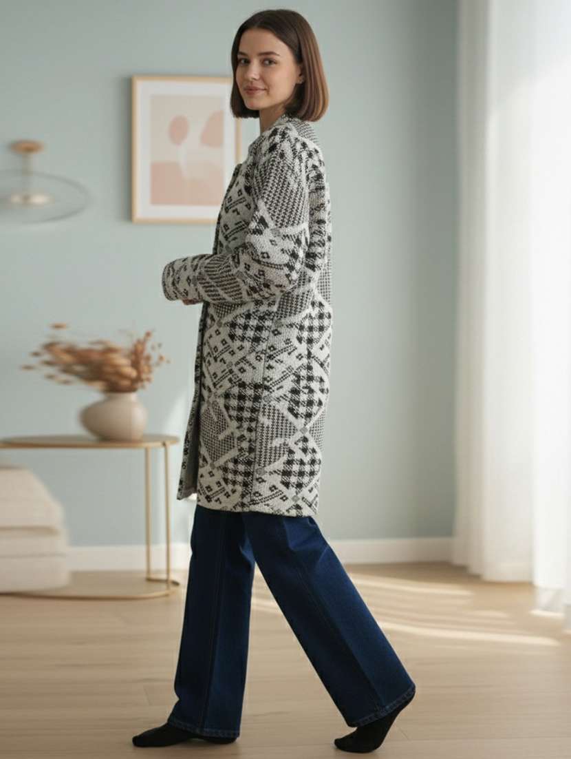 women self designed long sleeve cardigan - 22361939 -  Standard Image - 2