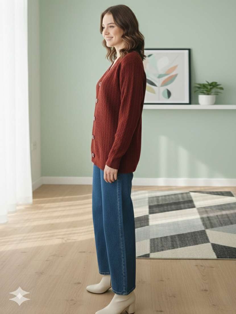 women self designed long sleeve cardigan - 22361947 -  Standard Image - 2