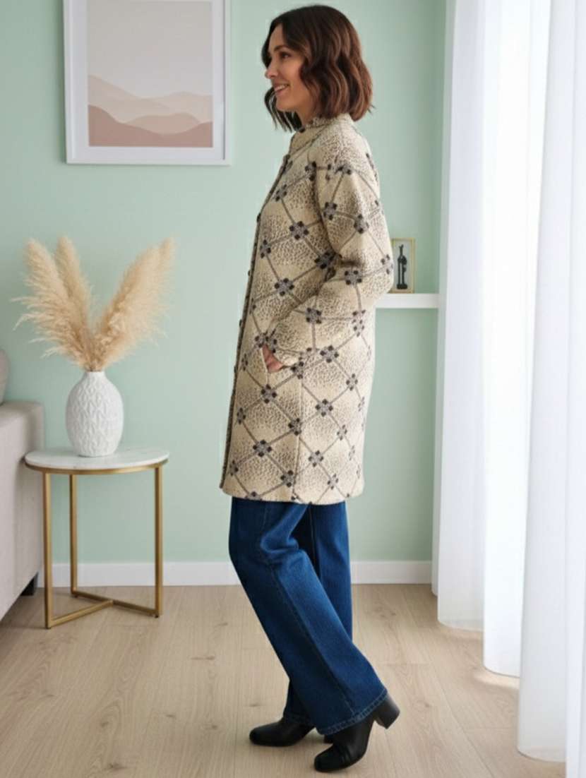 women self designed long sleeve cardigan - 22361954 -  Standard Image - 2