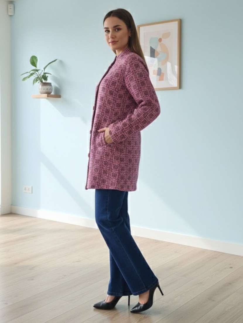 women self designed long sleeve cardigan - 22361957 -  Standard Image - 2