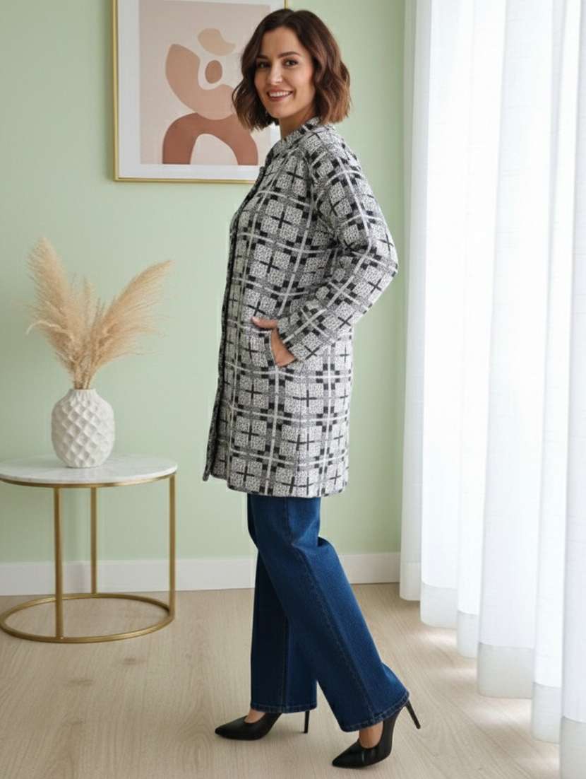 Women Self Designed Long Sleeve Cardigan - 22361958 -  Standard Image - 2